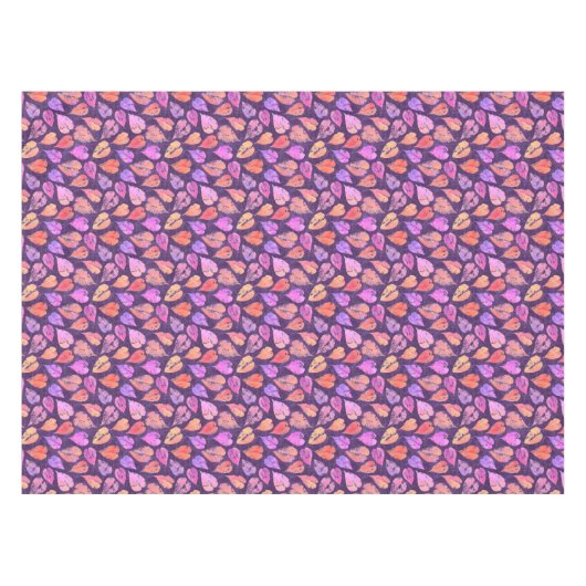 Colorful Fall Leaves On Purple Pattern Tischdecke (Vorderseite (Horizontal))