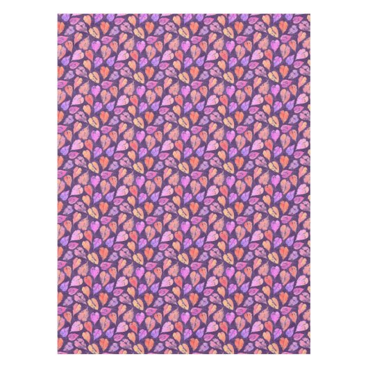 Colorful Fall Leaves On Purple Pattern Tischdecke (Vorderseite)
