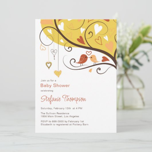 Colorful Fall Lovebirds Kinderdusche Einladung (Stehend Vorderseite)