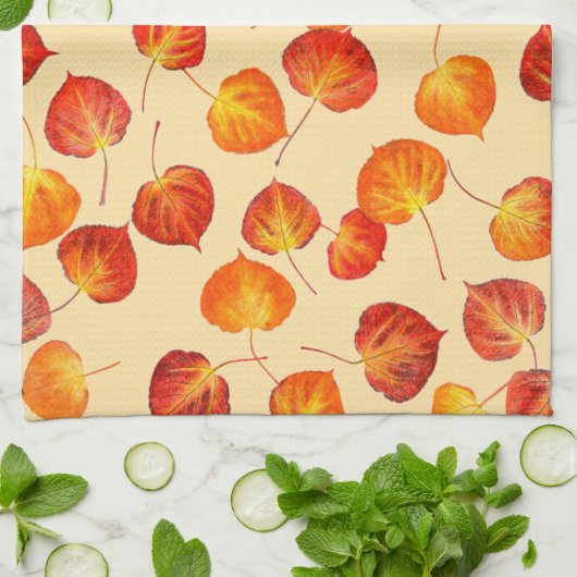 Colorful Fall Quaking Aspen Leaves Geschirrtuch (Gefaltet)
