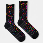 Colorful Falling Confetti Rainbow Pattern on Black Socken (Rechts)