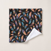 Colorful Falling Feather Art - Boho Graphic Print Badhandtuch Set (Waschlappen)