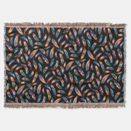 Colorful Falling Feather Art - Boho Graphic Print Decke