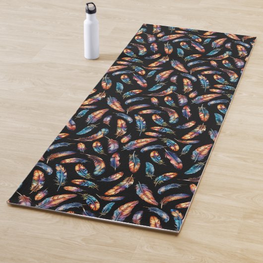 Colorful Falling Feather Art - Boho Graphic Print Yogamatte (Beispiel)