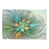 Colorful Fantasy Abstract Flower Fractal Art Kissenbezug (Rückseite)