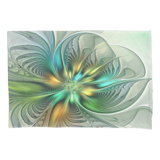 Colorful Fantasy Abstract Flower Fractal Art Kissenbezug (Vorderseite)
