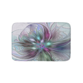 Colorful Fantasy Abstract Modern Fractal Flower Badematte