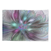 Colorful Fantasy Abstract Modern Fractal Flower Kissenbezug (Rückseite)