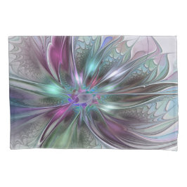 Colorful Fantasy Abstract Modern Fractal Flower Kissenbezug