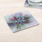Colorful Fantasy Abstract Modern Fractal Flower Rechteckiger Pappuntersetzer (angewinkelt)