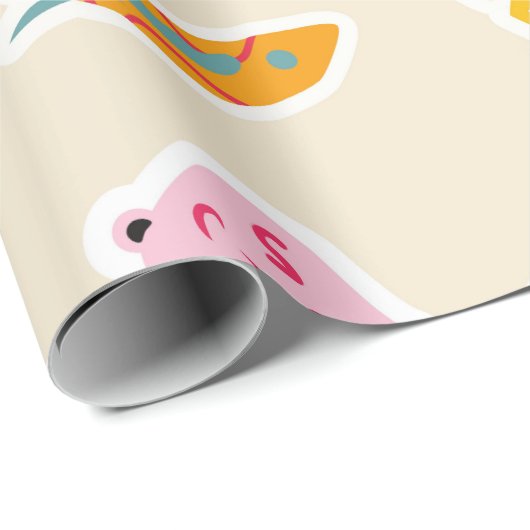 Colorful Fantasy Animals Geschenkpapier (Rolleneckpunkt)