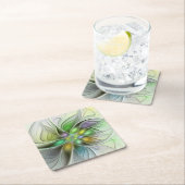 Colorful Fantasy Flower Modern Abstract Fractal Rechteckiger Pappuntersetzer (Vor Ort)