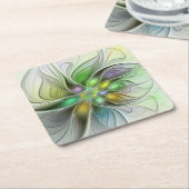 Colorful Fantasy Flower Modern Abstract Fractal Rechteckiger Pappuntersetzer (angewinkelt)