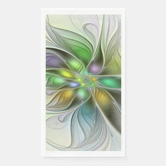 Colorful Fantasy Flower Modern Abstract Fractal Serviette (Vorderseite)