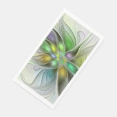 Colorful Fantasy Flower Modern Abstract Fractal Serviette (Ecke)