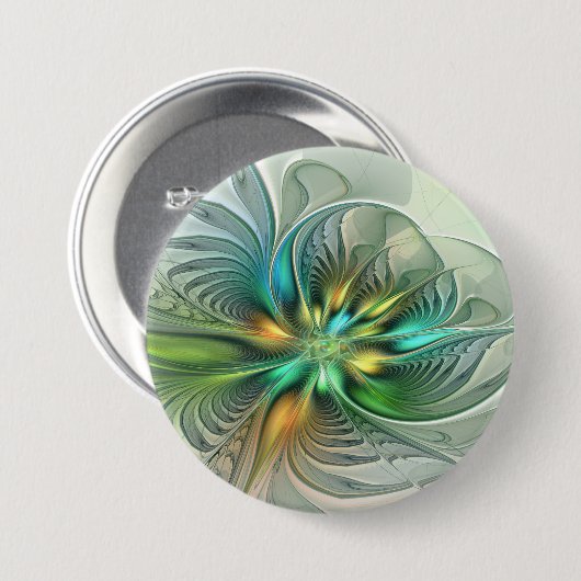 Colorful Fantasy Modern Abstract Flower Fractal Button (Vorne & Hinten)