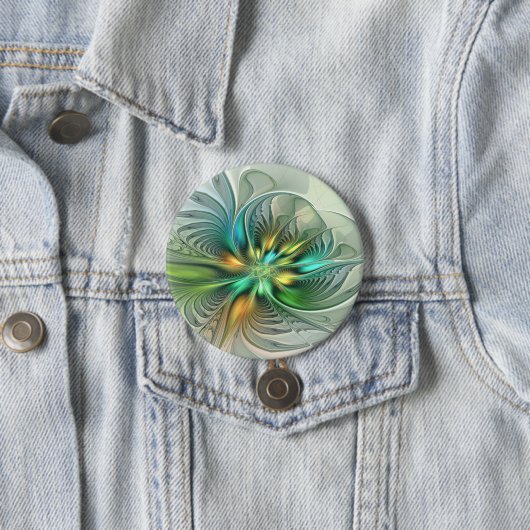 Colorful Fantasy Modern Abstract Flower Fractal Button (Beispiel)
