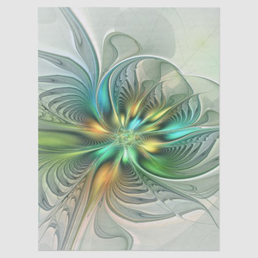 Colorful Fantasy Modern Abstract Flower Fractal Seidenpapier (Vorderseite)