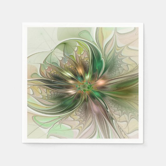 Colorful Fantasy Modern Abstract Fractal Flower Serviette (Vorderseite)