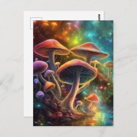Colorful Fantasy Mushrooms Postkarte (Vorne/Hinten)