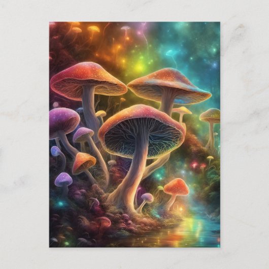 Colorful Fantasy Mushrooms Postkarte (Vorderseite)