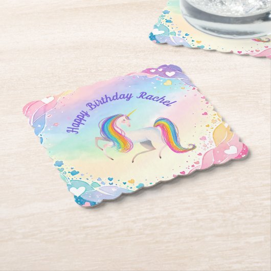 Colorful Fantasy Unicorn Untersetzer (angewinkelt)