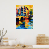 Colorful Fauvist Amsterdam Canal Wall Art Poster (Küche)