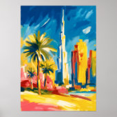 Colorful Fauvist Dubai Skyline Wall Art Poster (Vorne)