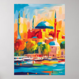Colorful Fauvist Istanbul Hagia Sophia Art Poster