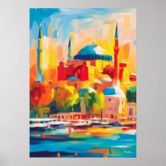 Colorful Fauvist Istanbul Hagia Sophia Art Poster