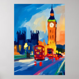 Colorful Fauvist London Skyline Wall Art Poster