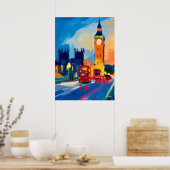Colorful Fauvist London Skyline Wall Art Poster (Küche)