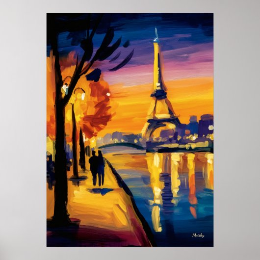 Colorful Fauvist Paris Eiffel Tower Wall Art Poster (Vorne)