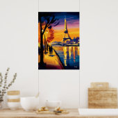 Colorful Fauvist Paris Eiffel Tower Wall Art Poster (Küche)