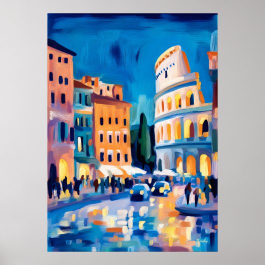 Colorful Fauvist Rome Colosseum Wall Art Poster (Vorne)