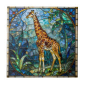 Colorful Faux Stained Glass Giraffe Mosaic Art Fliese (Vorderseite)