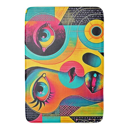 Colorful Feelings: Abstract Face Badematte (Vorderseite Vertikal)