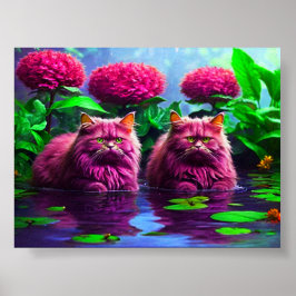 Colorful Feline Wall Art for Cat Lovers Poster