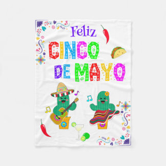 Colorful Festival Cinco de Mayo 2025 Tanzkaktus Fleecedecke