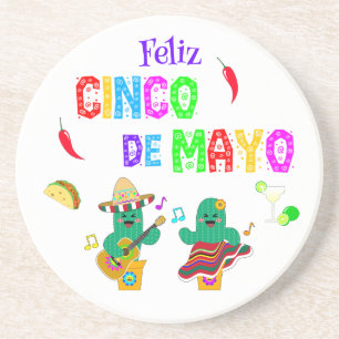 Colorful Festival Cinco de Mayo 2025 Tanzkaktus Getränkeuntersetzer