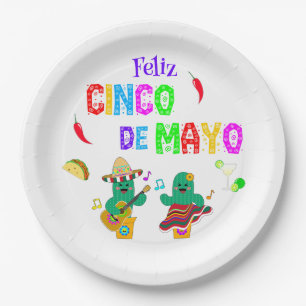 Colorful Festival Cinco de Mayo 2025 Tanzkaktus Pappteller