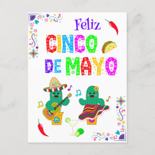 Colorful Festival Cinco de Mayo 2025 Tanzkaktus Postkarte