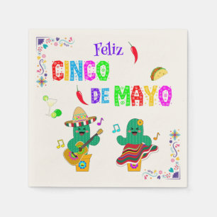 Colorful Festival Cinco de Mayo 2025 Tanzkaktus Serviette