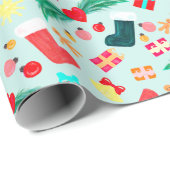 Colorful Festive Christmas Holiday Pastel Green Geschenkpapier (Rolleneckpunkt)
