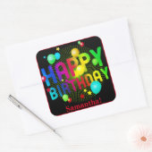 Colorful Festive Happy Birthday Customizable Quadratischer Aufkleber (Umschlag)