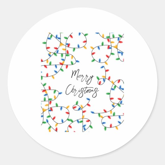 Colorful Festive Merry Christmas Lights Pattern Runder Aufkleber (Vorderseite)