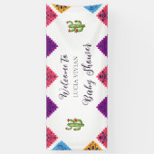 Colorful Festive Mexican Cactus Baby Shower Banner (Vertikal)