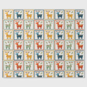 Colorful Festive Reindeer Holiday Design Geschenkpapier (Flach)
