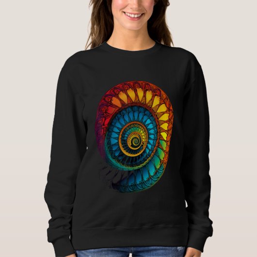 Colorful Fibonacci Spiral Psychedelic Colors Abstr Sweatshirt (Vorderseite)