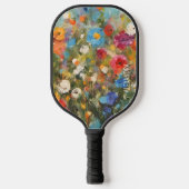 Colorful Field of Wildflowers Custom Name Pickleball Schläger (Vorderseite)